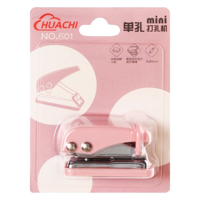 Дырокол на 1 отверстие, до 10 листов, металлический, МИКС