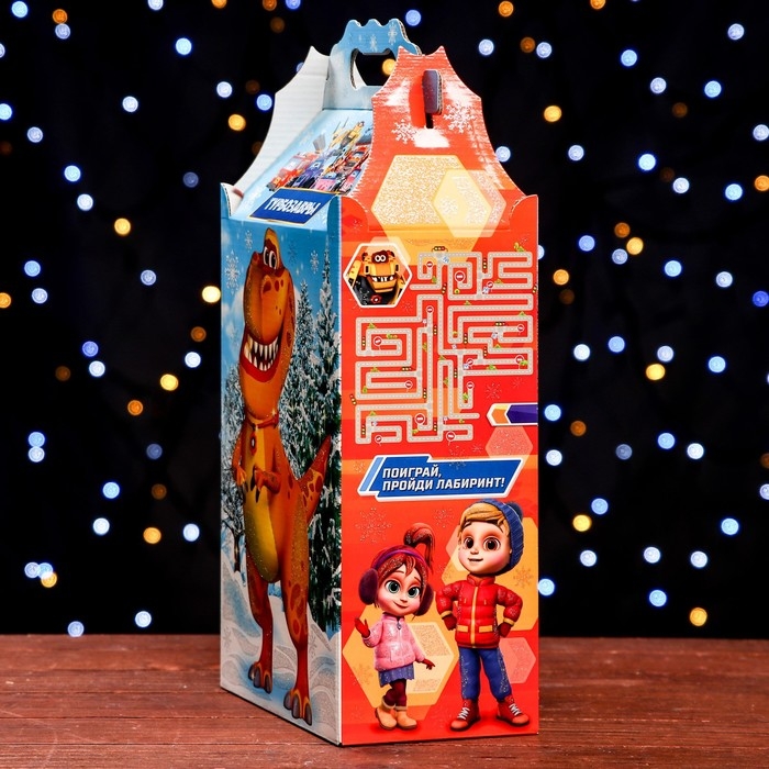 Новый год. Подарочная коробка "Турбозавры", 20,3 х 12,3 х 41 см.