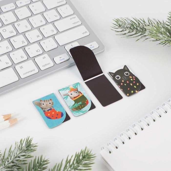 Новый год. Закладки для книг магнитные «Верь в чудеса!», 4 шт мини Новый год. Закладки для книг магнитные «Верь в чудеса!», 4 шт мини