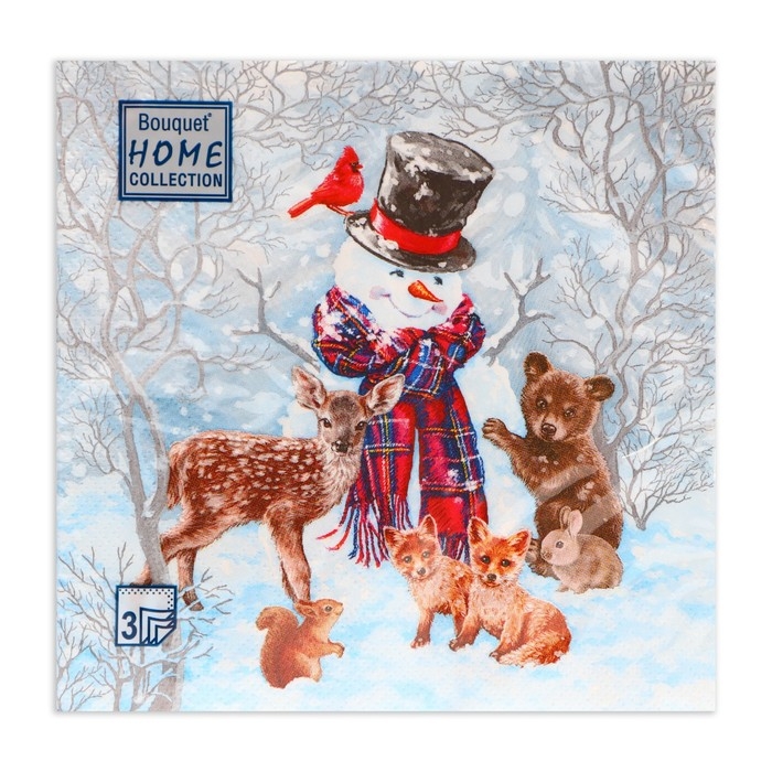 Новогодние салфетки бумажные Home Collection Сlassic «Лесные друзья», 3 слоя, 33х33 см, 20 шт Новогодние салфетки бумажные Home Collection Сlassic «Лесные друзья», 3 слоя, 33х33 см, 20 шт