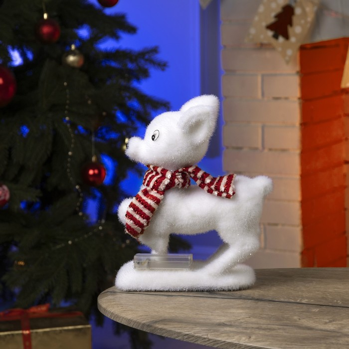 Светодиодная фигура «Оленёнок» 18 × 28 × 14 см, флок, батарейки ААх2 (не в комплекте), свечение тёплое белое Светодиодная фигура «Оленёнок» 18 × 28 × 14 см, флок, батарейки ААх2 (не в комплекте), свечение тёплое белое