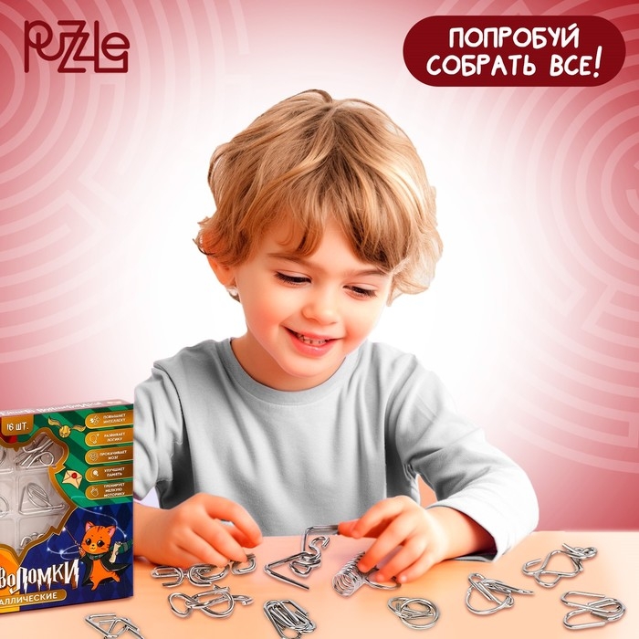 Металлические головоломки 16 шт Металлические головоломки 16 шт "Волшебник"