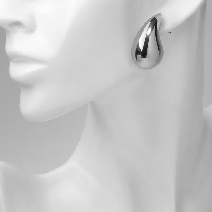 Серьги пластик «Капля» изогнутая мах, цвет серебро Серьги пластик «Капля» изогнутая мах, цвет серебро