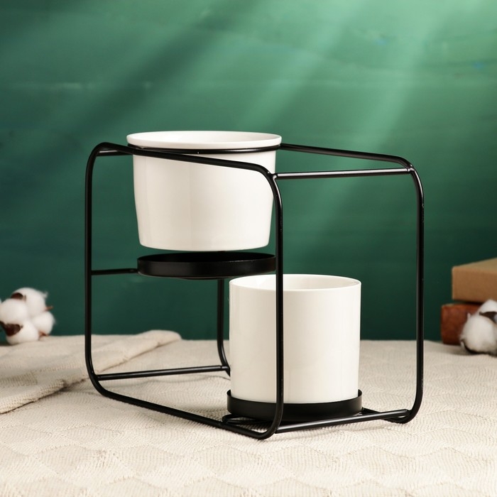 Набор горшков на подставке 2шт, 27х12х19см Набор горшков на подставке 2шт, 27х12х19см