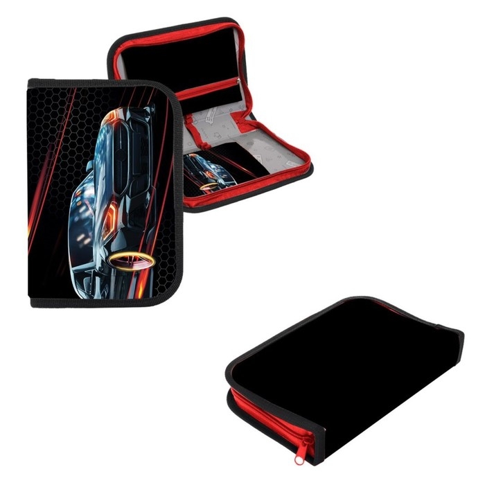 Пенал 1 секция 140 х 210 х 40 мм, откидной карман и косметичка, тканевый, Calligrata TOP Content Пенал 1 секция 140 х 210 х 40 мм, откидной карман и косметичка, тканевый, Calligrata TOP Content "Крутая тачка"