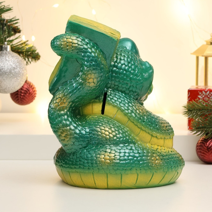 Копилка Копилка "Змея с пачкой денег" зеленая, 20см