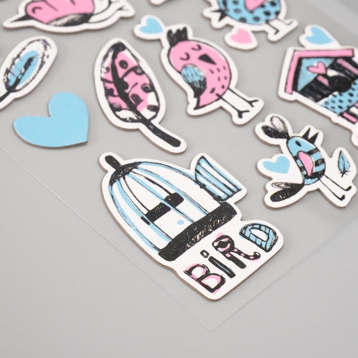 Наклейки для творчества Наклейки для творчества "Птички" набор 2 листа 22х12,5 см