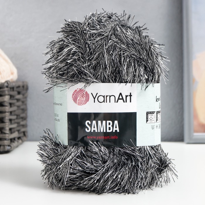 Пряжа Пряжа "Samba" 100% полиэстер 150м/100гр (К-64 черно-белый)