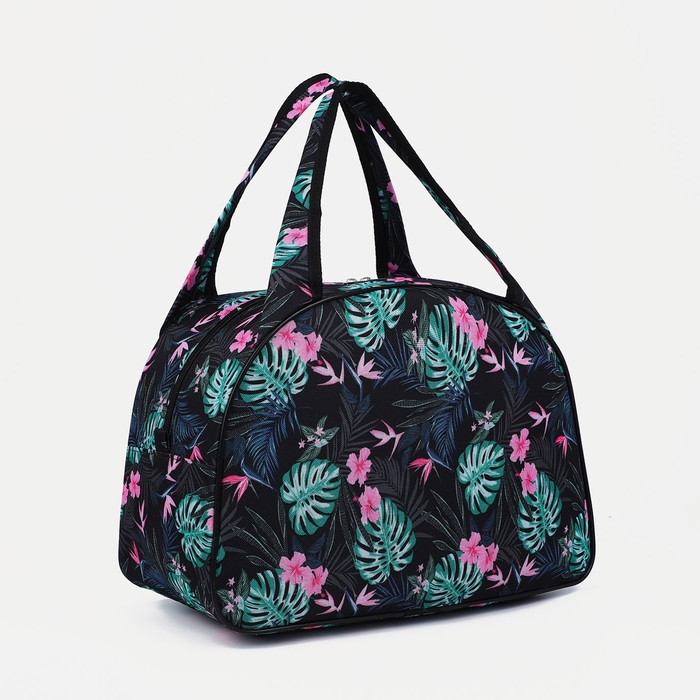 Сумка дорожная женская на молнии, цвет чёрный/зелёный Сумка дорожная женская на молнии, цвет чёрный/зелёный