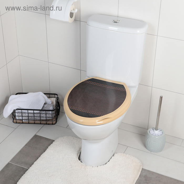 Сиденье для унитаза с крышкой Росспласт «Декор. Кожа», 44,5×37,5 см, цвет коричневый Сиденье для унитаза с крышкой Росспласт «Декор. Кожа», 44,5×37,5 см, цвет коричневый