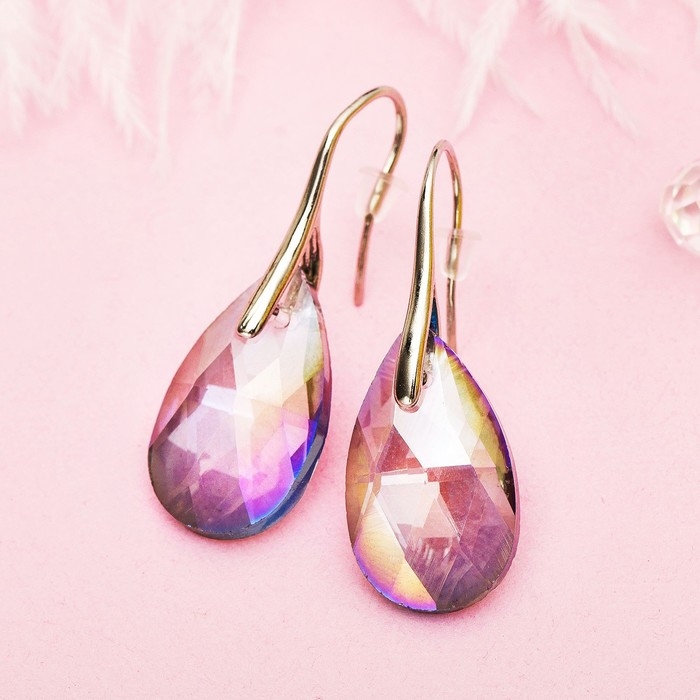 Серьги со стразами «Иллюзион» эксклюзив капля, цвет радужный в золоте Серьги со стразами «Иллюзион» эксклюзив капля, цвет радужный в золоте