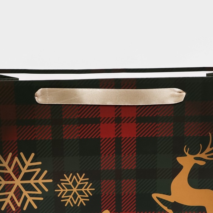 Новый год. Пакет подарочный, ламинированный, "Клетка",31 х 40 х 11,5 см.