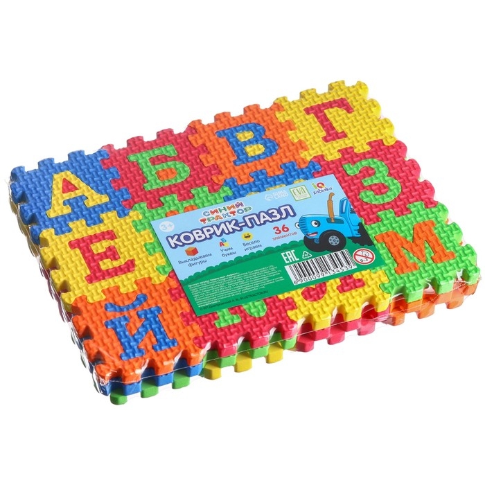 Игровой коврик-пазл, Синий трактор Игровой коврик-пазл, Синий трактор