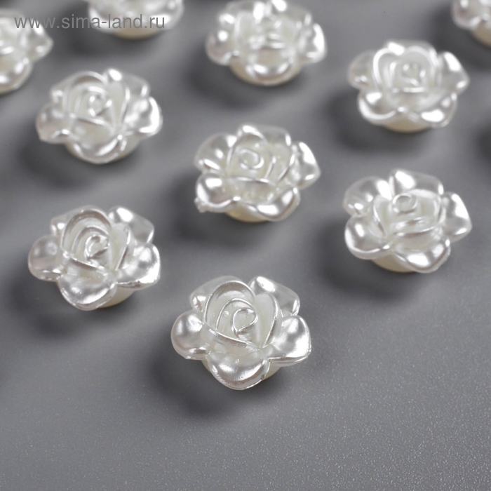 Декор для творчества пластик "Гибискус" жемчужный набор 50 шт 1х1 см