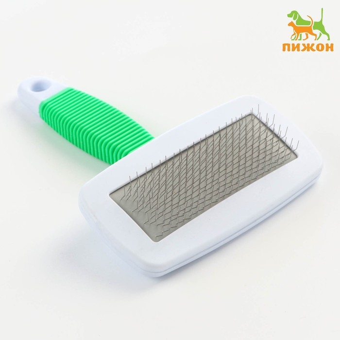 Пуходерка  Пуходерка "Риф" без капель большая, резиновая ручка, 12 х 15 см, зелёно-белая