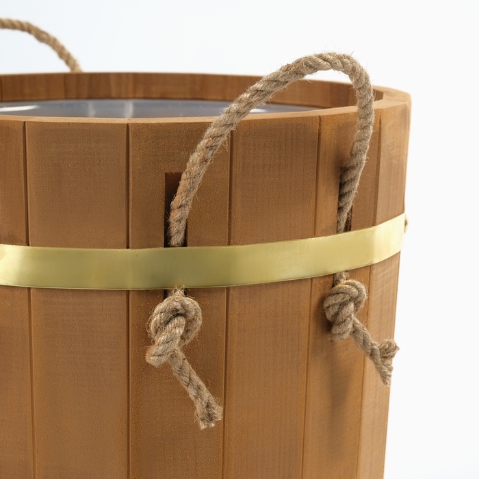 Запарник 13 л с пластиковой вставкой, ручки веревки, латунный обруч ТЕРМО липа Запарник 13 л с пластиковой вставкой, ручки веревки, латунный обруч ТЕРМО липа