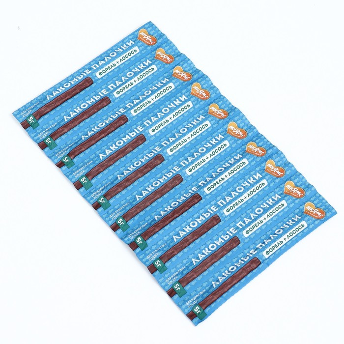 Лакомые палочки Мнямс для кошек, с лососем и форелью, 13,5 см, 10 х 5 г Лакомые палочки Мнямс для кошек, с лососем и форелью, 13,5 см, 10 х 5 г