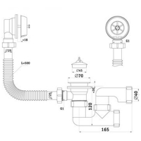 Сифон для ванны "АНИ Пласт" Варяг С6250, регулируемый, 1 1/2" x 40, с выпуском и переливом