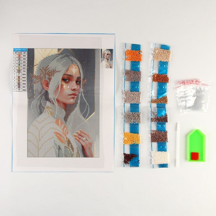 Алмазная мозаика с частичным заполнением на холсте «Девушка в белом», 20 х 30 см Алмазная мозаика с частичным заполнением на холсте «Девушка в белом», 20 х 30 см