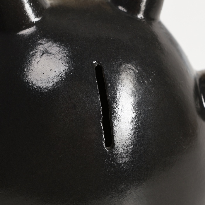 Копилка Копилка "Круглый кот с сердцем" черный, 14см