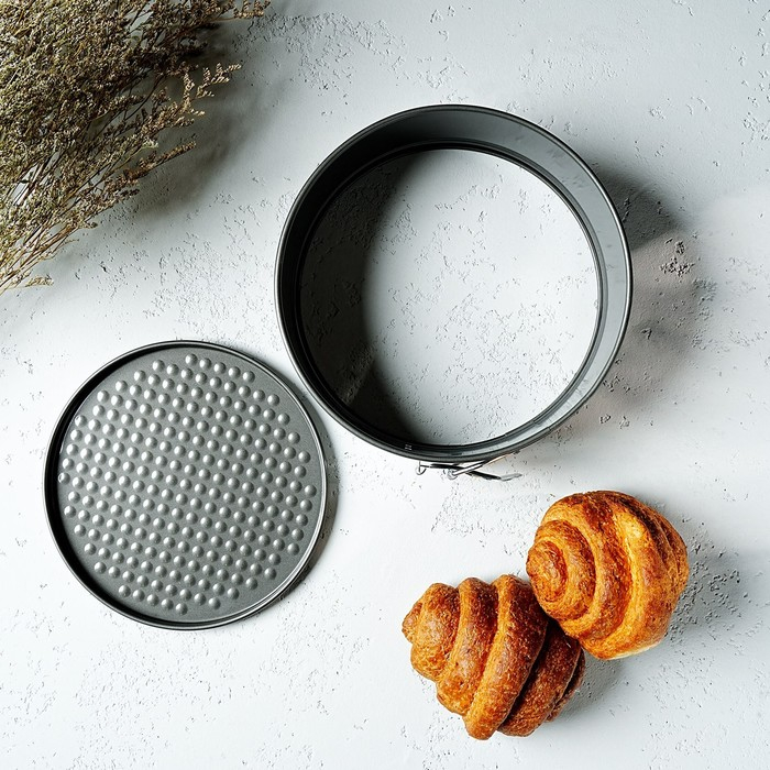 Форма для выпечки Доляна &laquo;Элин. Круг&raquo;, d=20 см, съёмное дно, антипригарное покрытие, цвет чёрный