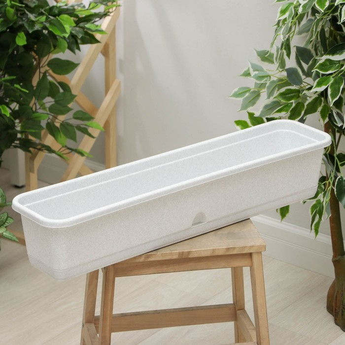 Ящик балконный с поддоном, 80 см, цвет мраморный Ящик балконный с поддоном, 80 см, цвет мраморный