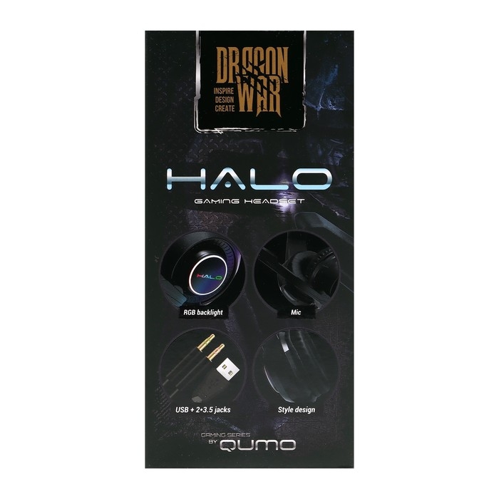 Наушники Qumo HALO, игровые, микрофон, 2х3.5+USB, 2м, подсветка, чёрные Наушники Qumo HALO, игровые, микрофон, 2х3.5+USB, 2м, подсветка, чёрные