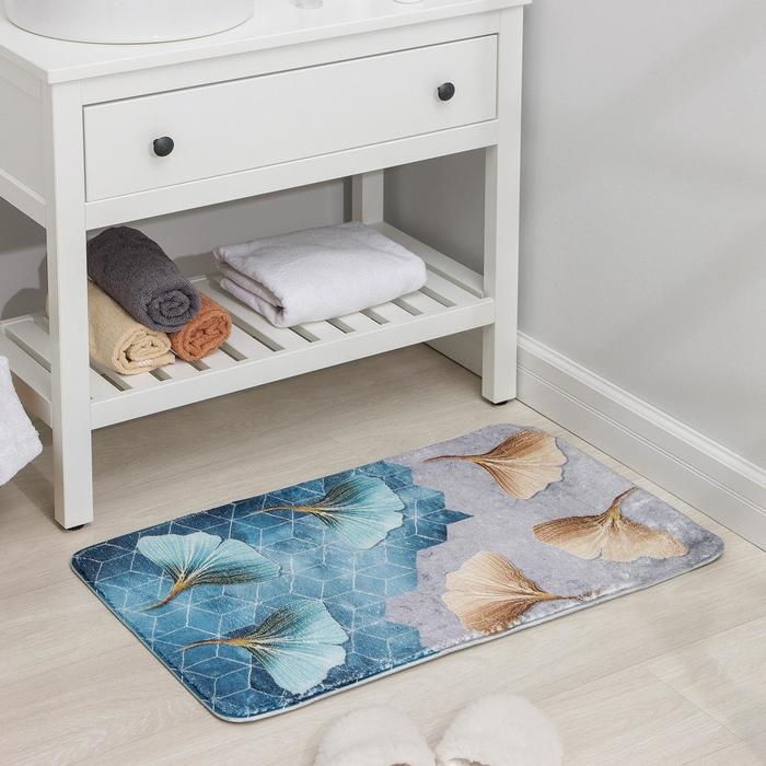 Коврик для ванной Доляна «Листья», 50×80 см, микрофибра Коврик для ванной Доляна «Листья», 50×80 см, микрофибра