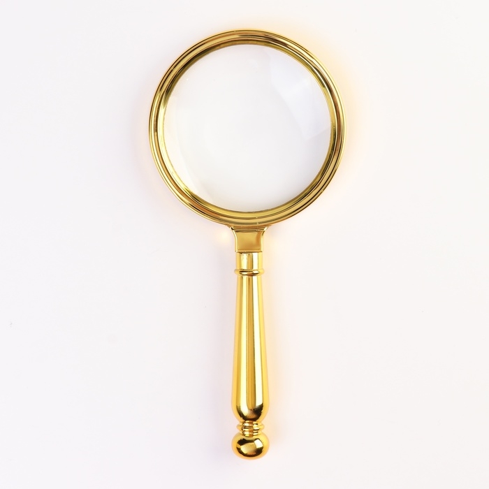 Лупа золотая, кратность 3, линза 75мм, 20см Лупа золотая, кратность 3, линза 75мм, 20см