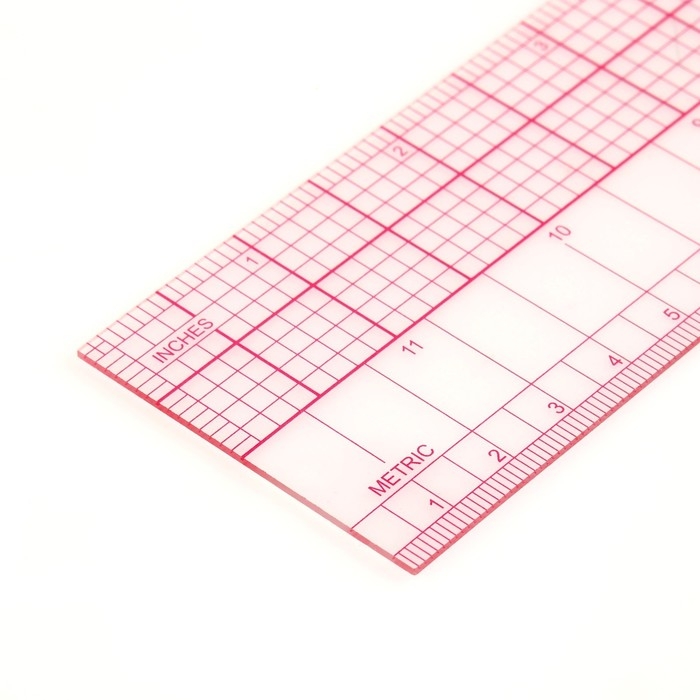 Линейка для квилтинга и пэчворка, 5 × 60 × 0,1 см, цвет прозрачный/розовый Линейка для квилтинга и пэчворка, 5 × 60 × 0,1 см, цвет прозрачный/розовый