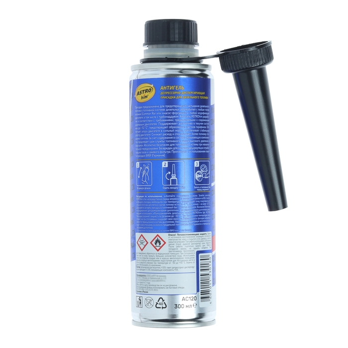 Антигель Astrohim, для дизельного топлива на 60-120 л, 300 мл, АС - 120 Антигель Astrohim, для дизельного топлива на 60-120 л, 300 мл, АС - 120