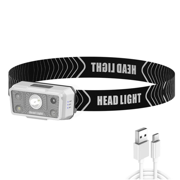 Фонарь налобный аккумуляторный, 180 лм, 1200 мАч, XPG, 2835, 5 режимов, датчик движения Фонарь налобный аккумуляторный, 180 лм, 1200 мАч, XPG, 2835, 5 режимов, датчик движения