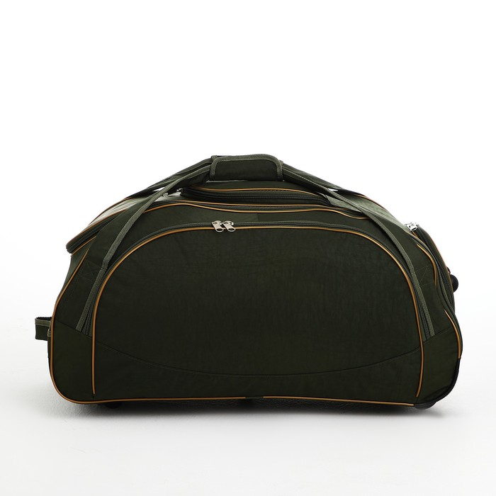 Сумка дорожная на колёсах, отдел на молнии, отдел для обуви, 3 наружных кармана, длинный ремень, цвет хаки Сумка дорожная на колёсах, отдел на молнии, отдел для обуви, 3 наружных кармана, длинный ремень, цвет хаки