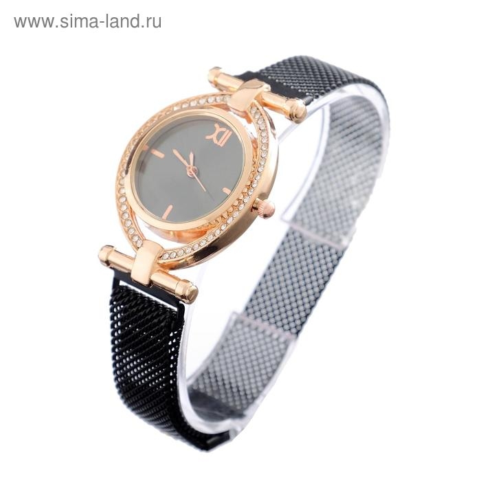 Часы наручные кварцевые женские Часы наручные кварцевые женские "Пэрис", d-2.5 см, черные