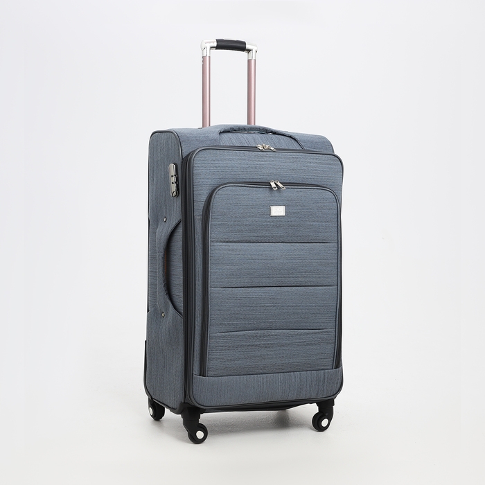 Чемодан большой 95 л (L), отдел на молнии, с расширением, кодовый замок, 4 колеса, наружный карман, цвет серый Чемодан большой 95 л (L), отдел на молнии, с расширением, кодовый замок, 4 колеса, наружный карман, цвет серый