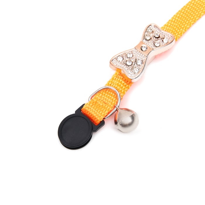 Ошейник кошачий Ошейник кошачий "Бантик" со стразами, 30 х 1 см, оранжевый