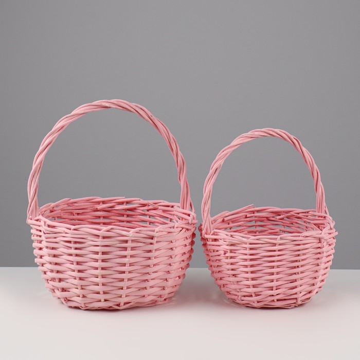 Набор корзин плетеных, ива, 24x13/26 см, 18x11/23 см, 2 шт, розовый Набор корзин плетеных, ива, 24x13/26 см, 18x11/23 см, 2 шт, розовый