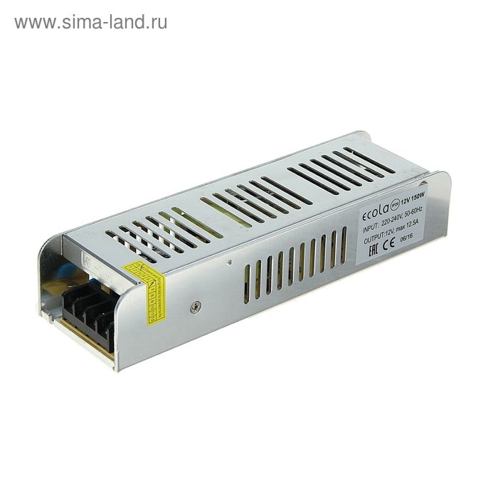 Плоский блок питания Ecola для светодиодной ленты 12 В, 150 Вт, IP20 Плоский блок питания Ecola для светодиодной ленты 12 В, 150 Вт, IP20