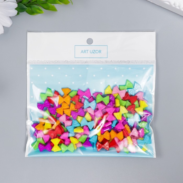 Бусины для творчества пластик Бусины для творчества пластик "Яркие бантики" набор 120 шт 0,2х1х0,7 см