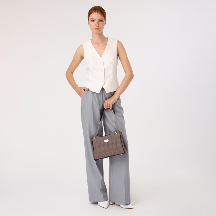 Сумка-тоут Сумка-тоут "Золотой дождь" на молнии, наружный карман, цвет пудра/коричневый