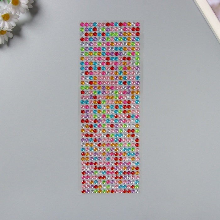 Наклейка пластик стразы "Мелкие", d - 0,5 см, МИКС 31,5х10,5 см