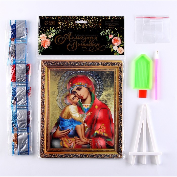 Алмазная вышивка «Почаевская», 21 × 25 см, холст, ёмкость, с частичным заполнением Алмазная вышивка «Почаевская», 21 × 25 см, холст, ёмкость, с частичным заполнением