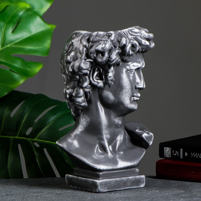 Кашпо - органайзер  Кашпо - органайзер "Бюст Давида" большой, серый, 28см