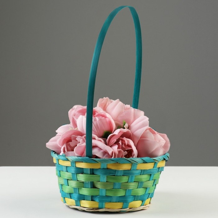 Корзина плетеная, 20,3 х 20,3 х 9,5/33 см, зеленый, бамбук Корзина плетеная, 20,3 х 20,3 х 9,5/33 см, зеленый, бамбук