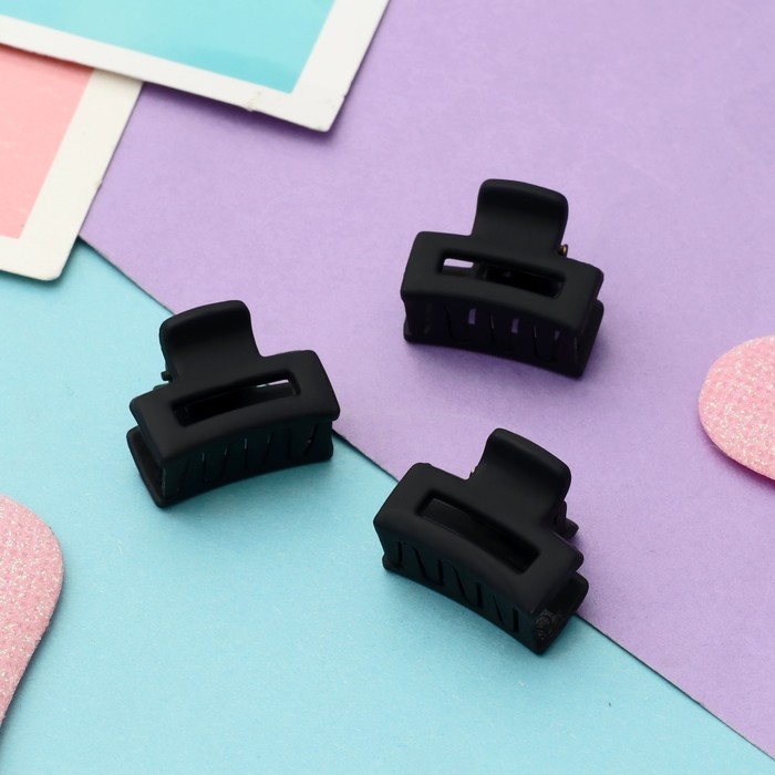 Краб для волос  Краб для волос "Ариэлла" (набор 6 шт) прямой, 2,5 см, чёрный