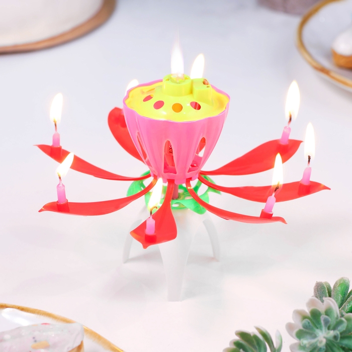 Свеча для торта музыкальная  Свеча для торта музыкальная "Тюльпан", красная, 12×5 см