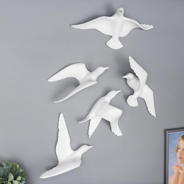 Сувенир полистоун настенный декор "Чайка" МИКС белый