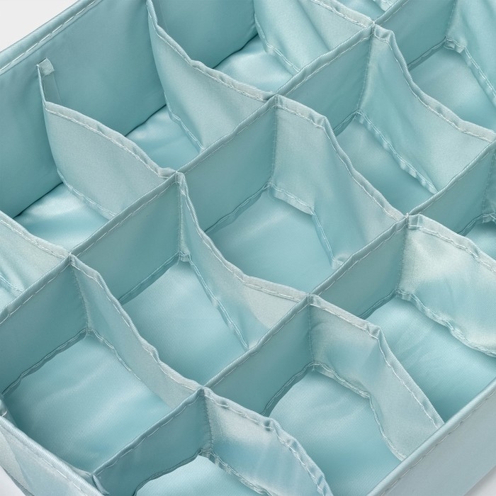 Органайзер для хранения белья «Комфорт», 18 ячеек, 35×24×13 см, цвет бирюзовый Органайзер для хранения белья «Комфорт», 18 ячеек, 35×24×13 см, цвет бирюзовый