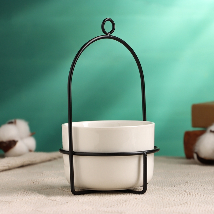 Горшок подвесной Горшок подвесной "Минималист" черный, 9х9х17см