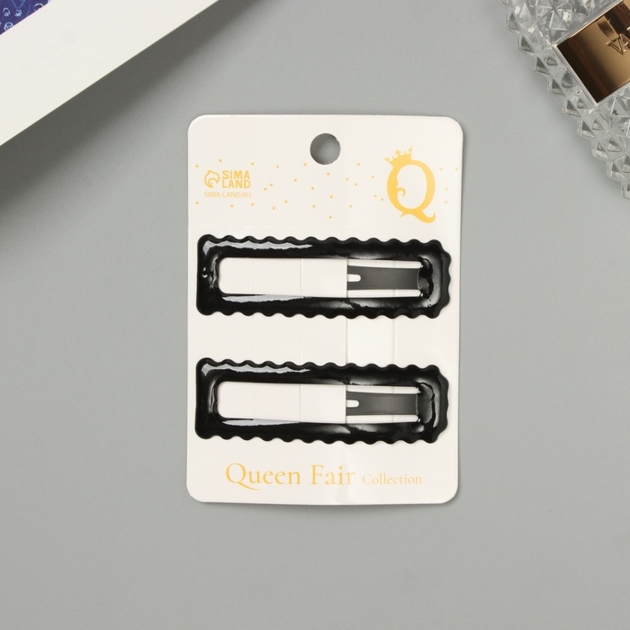 Невидимка для волос  Невидимка для волос "Энико" (набор 2 шт) классика прямой, 6,5 см, чёрный